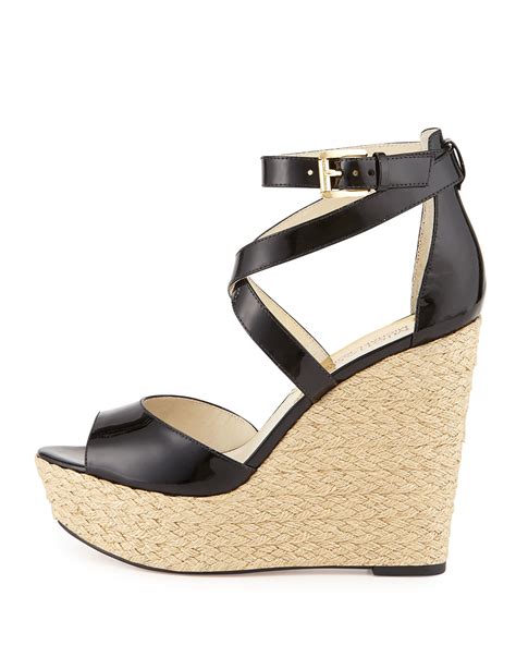 michael kors black patent leather sandals|Michael Kors black heels sandals.